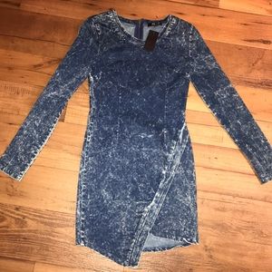 NWT Hot Miami Styles Long Sleeve Denim Dress